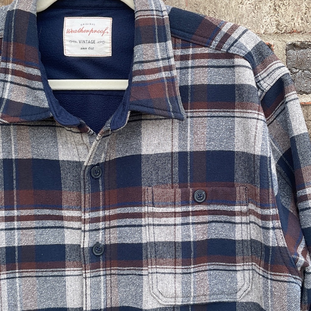 🔥 Take 50% OFF- WeatherProof Men's Plaid Shirt - Blue and Brown, Size-XL - Picture 5 of 13